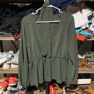 Elegant Olive Green Women's Blouse